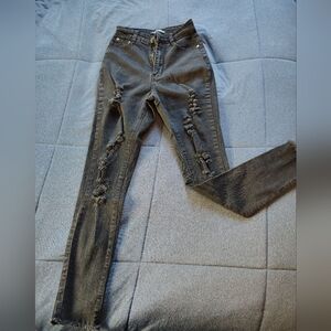 Distressed Black Denim Jeans